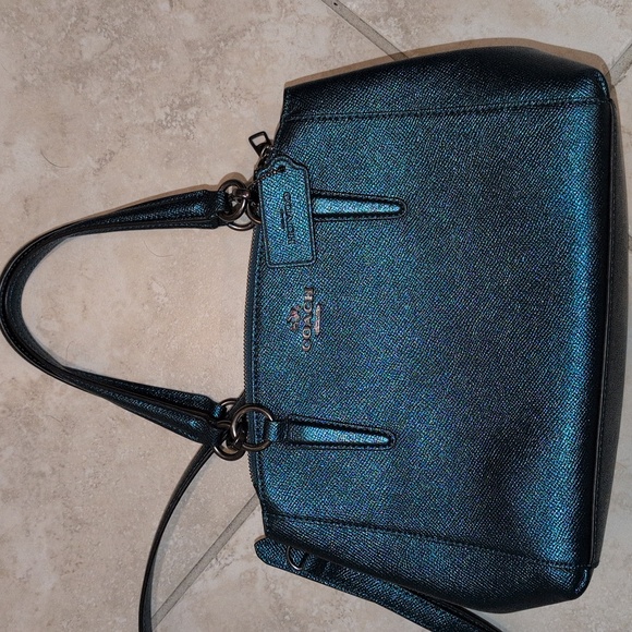 Coach Handbags - Coach Mini Christie Carryall In Teal Metallic Cross Grain Leather F23337